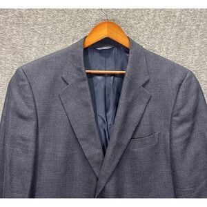 Brooks Brothers 346 Men's 44R Dark Blue Blazer Wool Silk Linen Blend 2-Button